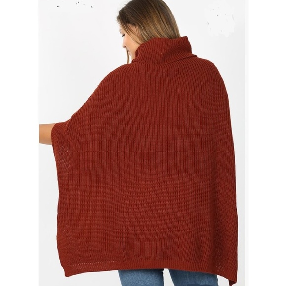 NWT PLUS SIZE Ribbed Turtleneck Poncho Sweater - Picture 3 of 3